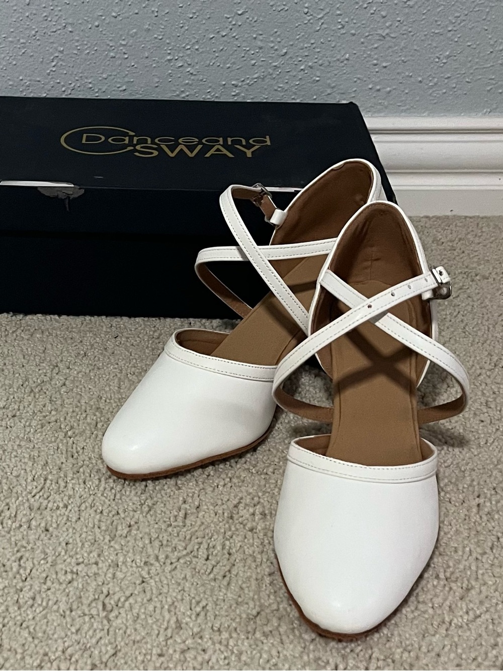 Danceand Sway White Cross-Strap Flats for Women